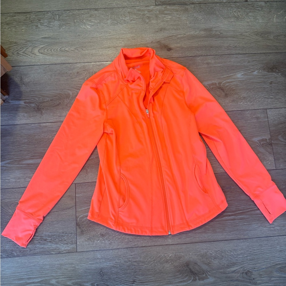 Exertek Womens Coral Zip Up Activewear Jacket Size Petite Large EUC